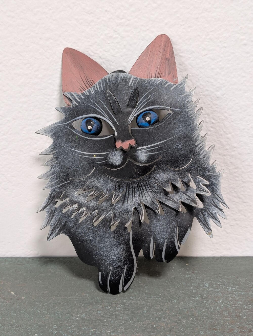 Domestic Cat Art Metal Decorative Hanging Wall Art Hand Painted Hand Crafted